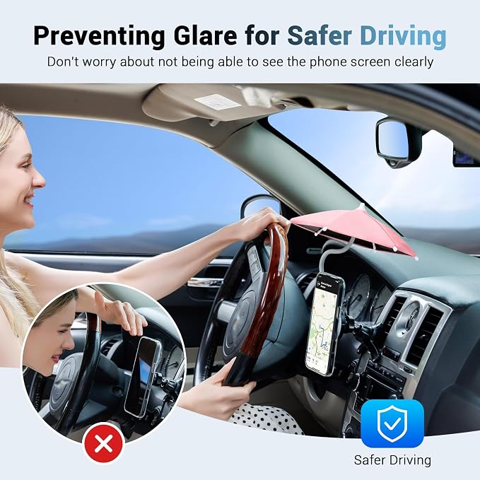 Double Magnetic Phone Umbrella, UPF45+ Magnetic Phone Sunshade Shield - Image 6