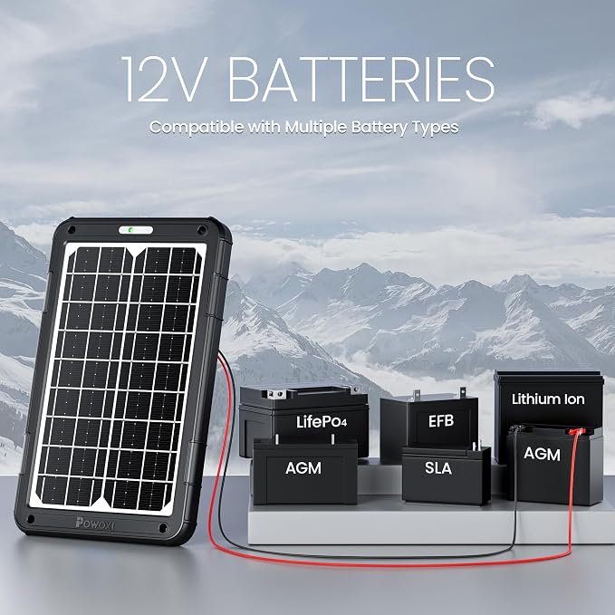 POWOXI 12V Solar Car Battery Charger: 15W Solar Panel Kit Battery Trickle - Image 4