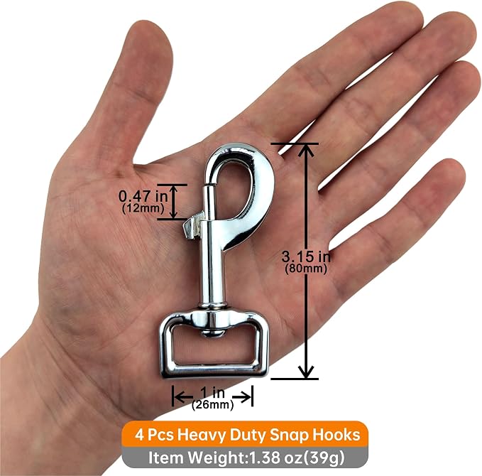Garwor 1 Inch Heavy Duty Chrome Swivel Snap Hooks Trigger Snaps Dog Leash Hook - Image 4