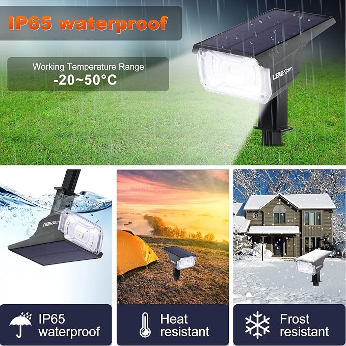 LEREKAM Solar Spot Lights, IP65 Waterproof 40 LEDs Landscape Spotlights - Image 2