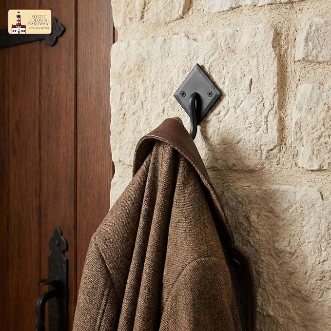 Mystic Colonial Rustic Cast Iron Wall Hooks, 3.6" Heavy Duty Coat Hooks - Image 8