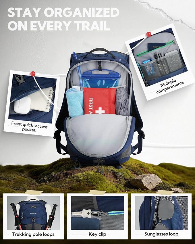 WATERFLY Small Lightweight Hiking Backpack: 20L Outdoor Daypack - Image 5