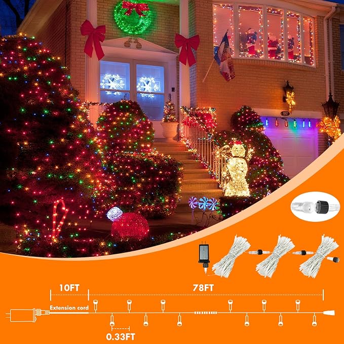 88FT 240LED Connectable String Lights Indoor Outdoor Clear Wire, Warm - Image 4