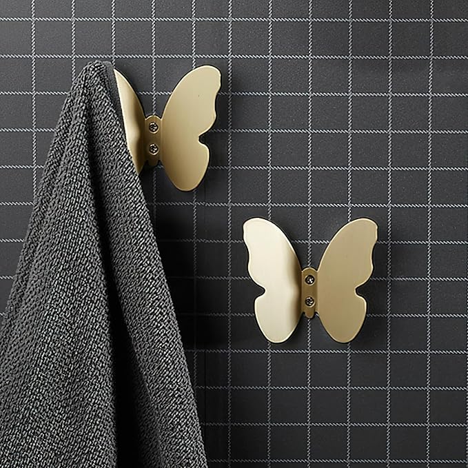 Z metnal Wall Hooks Decorative, Small Modern Gold Brass Hook, Butterfly Bath by Zmetnal