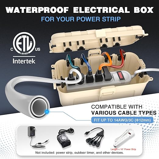 Flemoon Outdoor Electrical Box Waterproof, Medium Weatherproof Electrical Box - Image 2