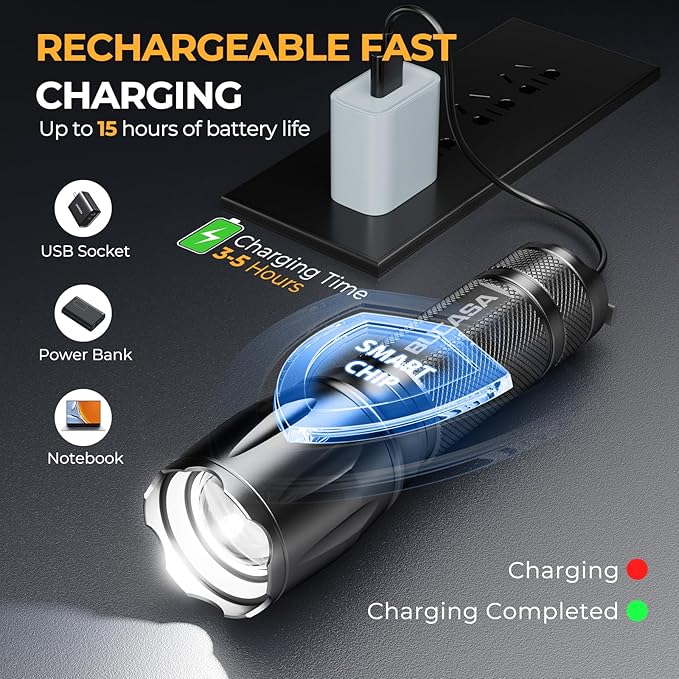 BUCASA 6 Pack Rechargeable Flashlights High Lumens, Brighter Small Flashlight - Image 2