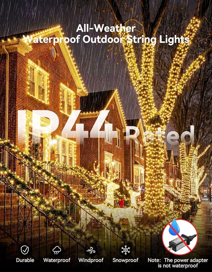LitHome 164FT 500 LED String Lights Outdoor Indoor, 8 Modes Waterproof - Image 4