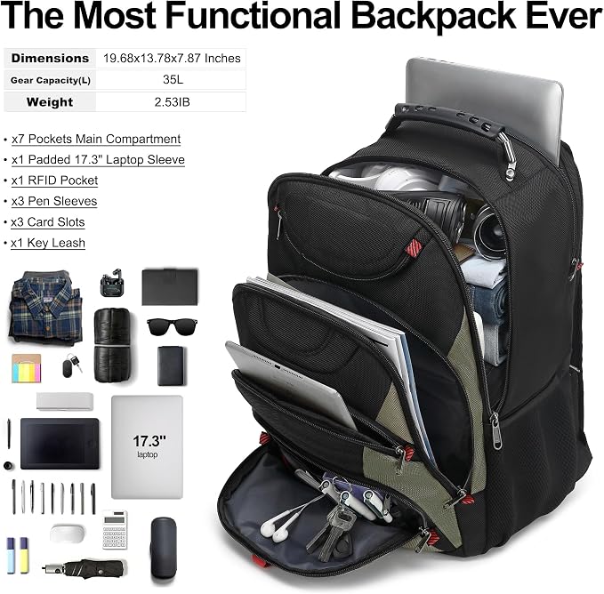 Boavan Laptop Backpack for men, 17.3 inch Laptop Bag - Image 5