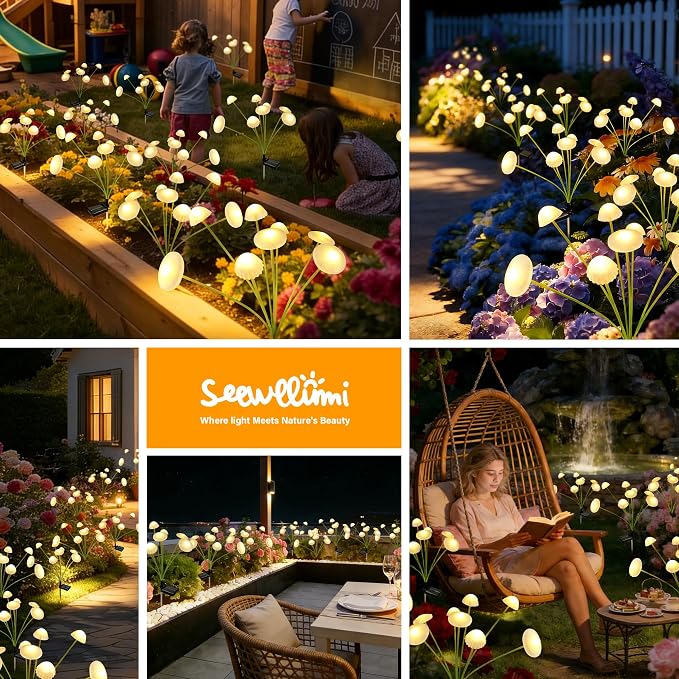 Solar Garden Lights Outdoor, Swaying Mushroom Lights Waterproof - Image 5