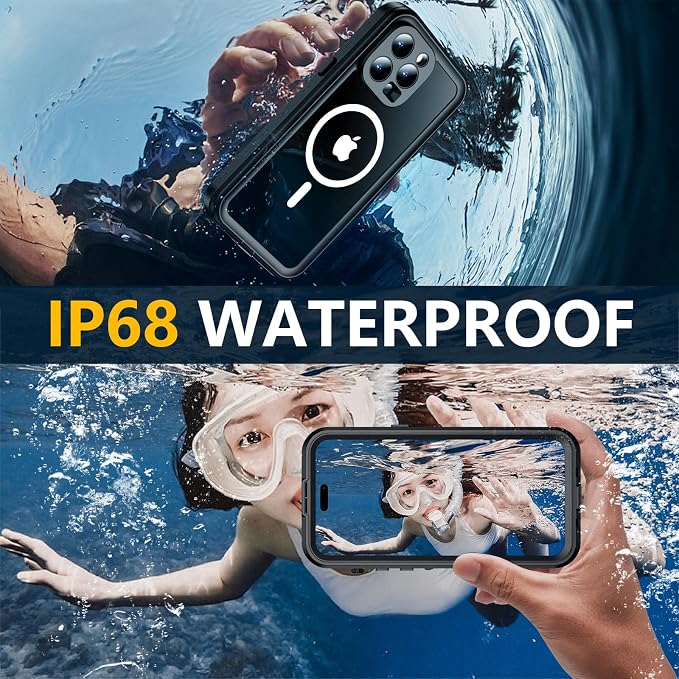Red2Fire for iPhone 14 Pro Case Waterproof, Phone Case 6.1" Black/Clear - Image 2