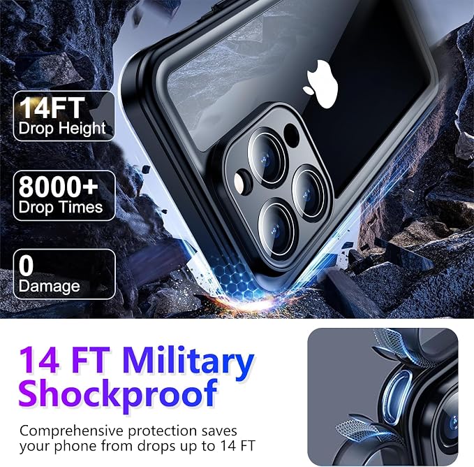 Temdan Compatible with iPhone 14 Pro Max Case Waterproof, Built-in Screen & - Image 3