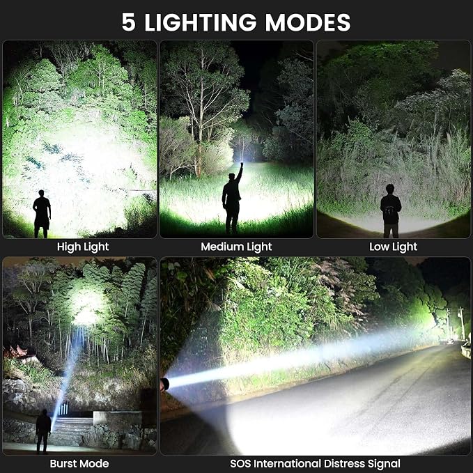 3 Pack Rechargeable Flashlights High Lumens, 000 Lumens Super Bright LED - Image 6