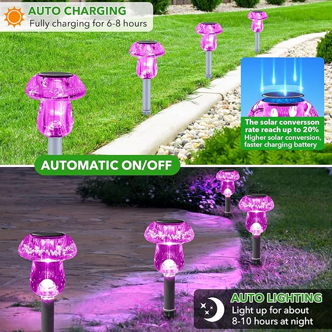 Solar Lights Outdoor, 16 Pack Mushroom Lights Outside Waterproof, Solar Powered - Image 3