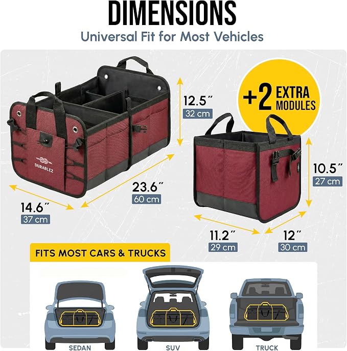5-Section Trunk Organizer for SUV, Van – Modular Extra Large Cargo Storage Bin - Image 2