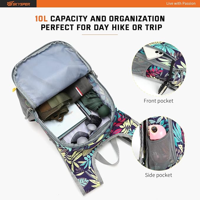 SKYSPER Small Daypack 10L Hiking Backpack Packable Lightweight Travel Day Pack - Image 4