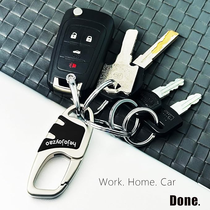 Keychain with Carabiner Clip, 4 Heavy Duty Key Rings and D Ring - Image 4