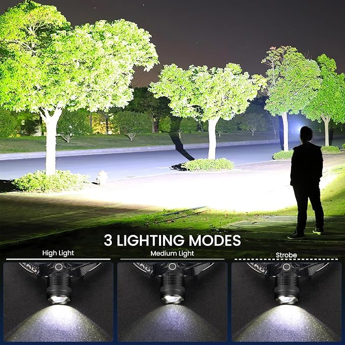 azamine LED Headlamp Rechargeable 2Pack, 99000 Lumens Bright Head Lamp - Image 4