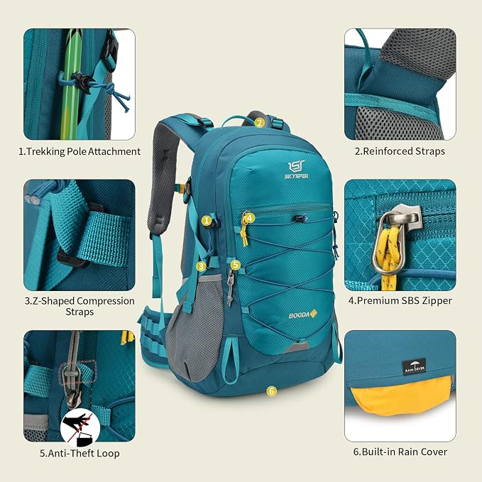 SKYSPER Hiking Backpack for Men Women, 35L Travel Backpack Waterproof Camping - Image 6