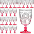 XUWAIDSGN 24Pcs Plastic Vintage Wine Glasses 13.5oz Reusable Embossed Goblet by XUWAIDSGN