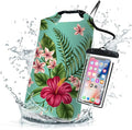 Waterproof Dry Bag, Roll Top Tropical Summer Watercolor Hibiscus Waterproof by Cliduli