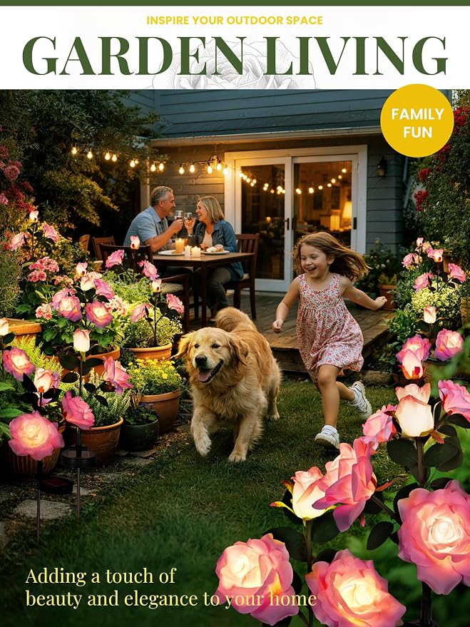 GIGALUMI Solar Lights Outdoor for Garden Decor, 3 Pack Solar Flower Lights - Image 9