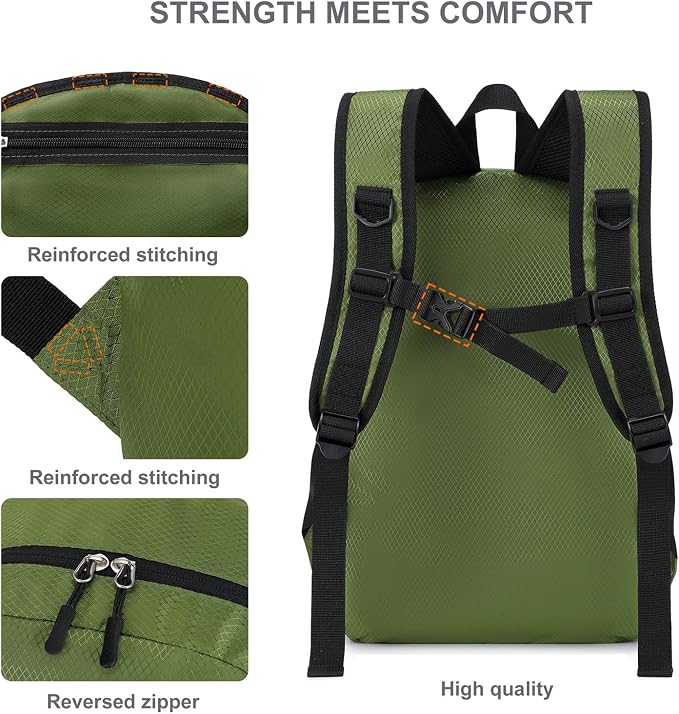 Lightweight Hiking Backpack 18L Packable Foldable Small Daypack Collapsible - Image 9