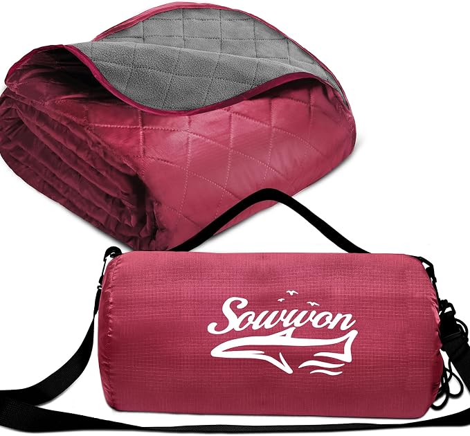 Waterproof Outdoor Blanket 82”X 55” Packable, Stadium Blankets by sowwon