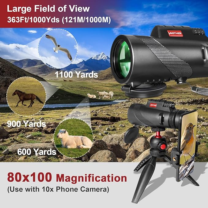 80x100 Monocular Telescope for Smartphones - Image 2