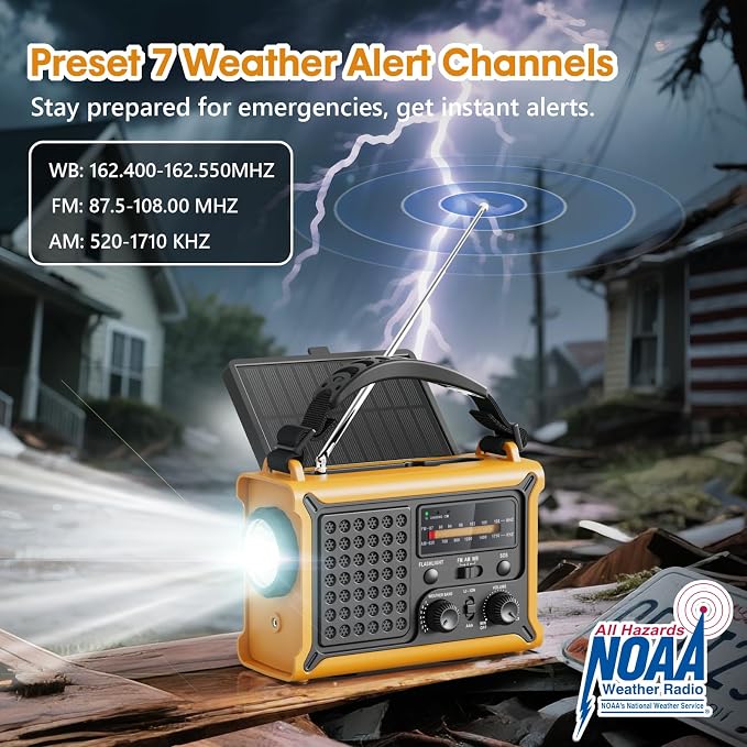 Raynic NOAA Weather Radio 12000mAh, Emergency Weather Radio - Image 2
