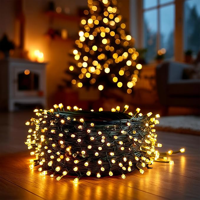 Dazzle Bright Christmas String Lights, 600 LED 196 FT Waterproof Green Wire - Image 5