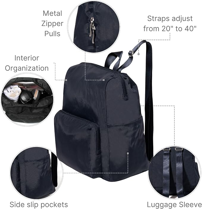 Baggallini Women's Carryall Packable Backpack, French Navy - Image 4