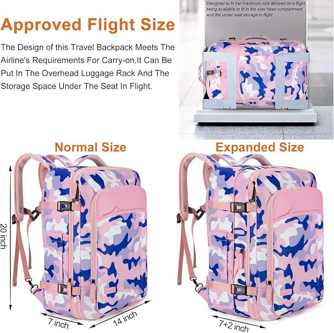 Lumesner Carry on Travel Backpacks, Extra Large 40L Flight Approved - Image 3