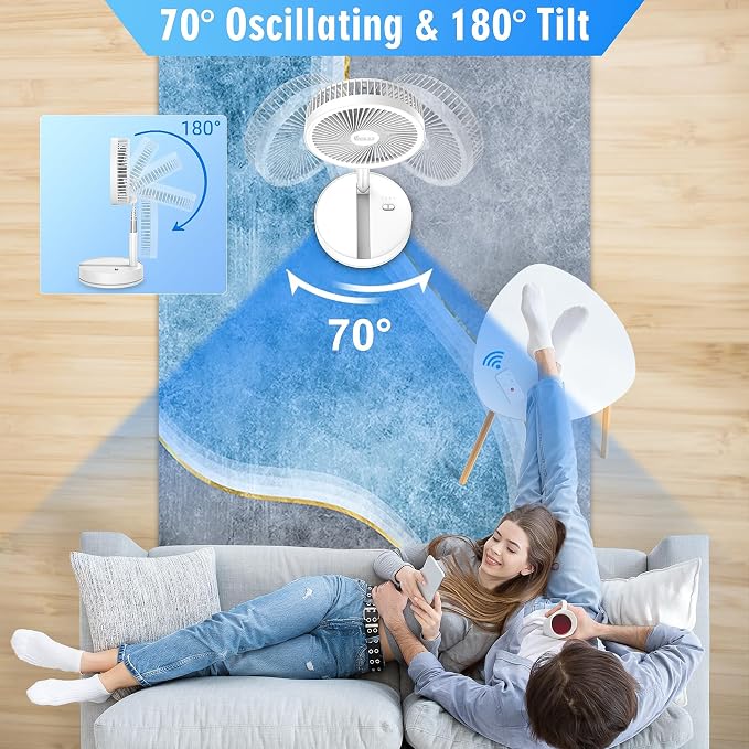 Portable Foldable Rechargeable Oscillating Fan - Image 2