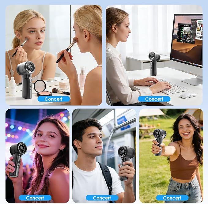 Portable Misting Fan Handheld Powerful Turbo Fan, 100 Speeds, 6000mAh - Image 8