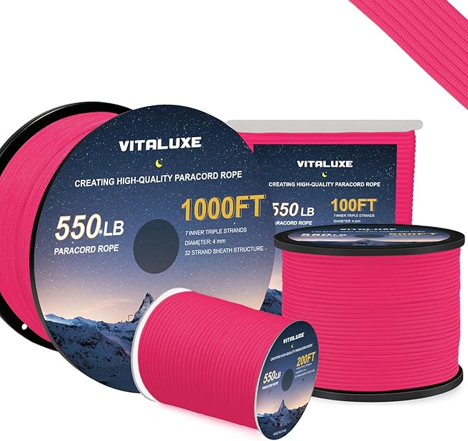 Paracord 550, 7 Triple Strands Utility Rope, Parachute Cord by VITALUXE