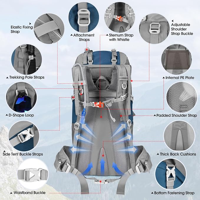 IGOLUMON 60L Hiking Backpack Waterproof Camping Backpack - Image 6
