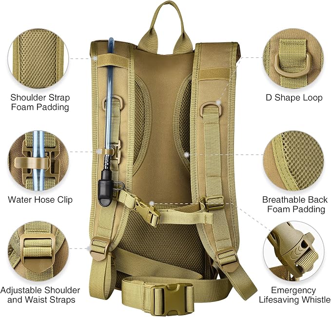 NOOLA Hydration Backpack with 3L TPU Water Bladder, Tactical Molle Water - Image 4