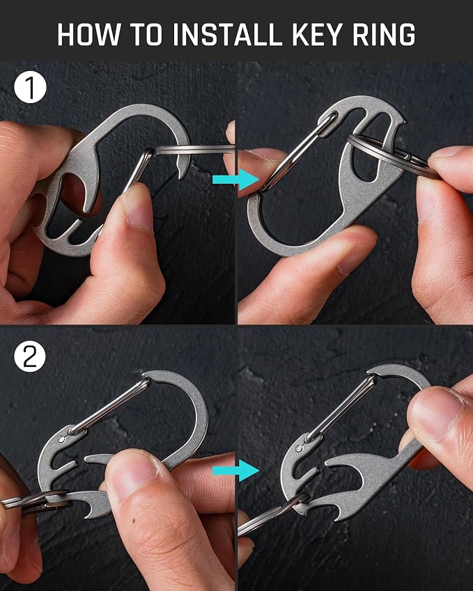 TISUR Titanium Carabiner Keychain Clip, Anti-Lost Key Ring Holder, Self-Locking - Image 3