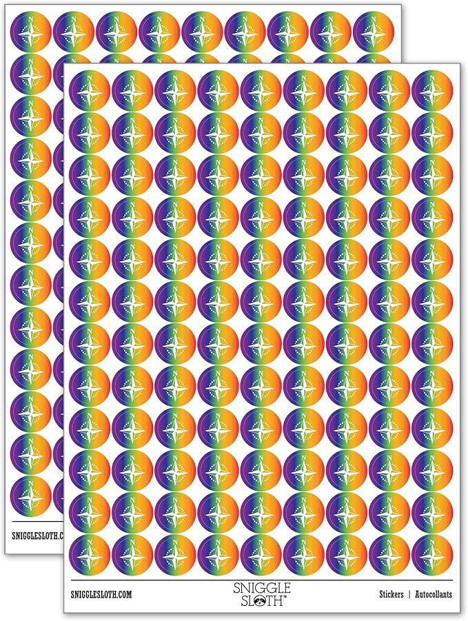 Compass Rose Nautical Star Navigation Map 200+ Round Stickers by Sniggle+Sloth