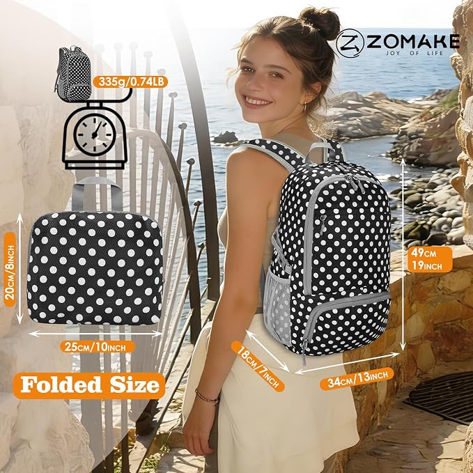 ZOMAKE Lightweight Packable Backpack 30L, Foldable Hiking Backpacks Water - Image 3