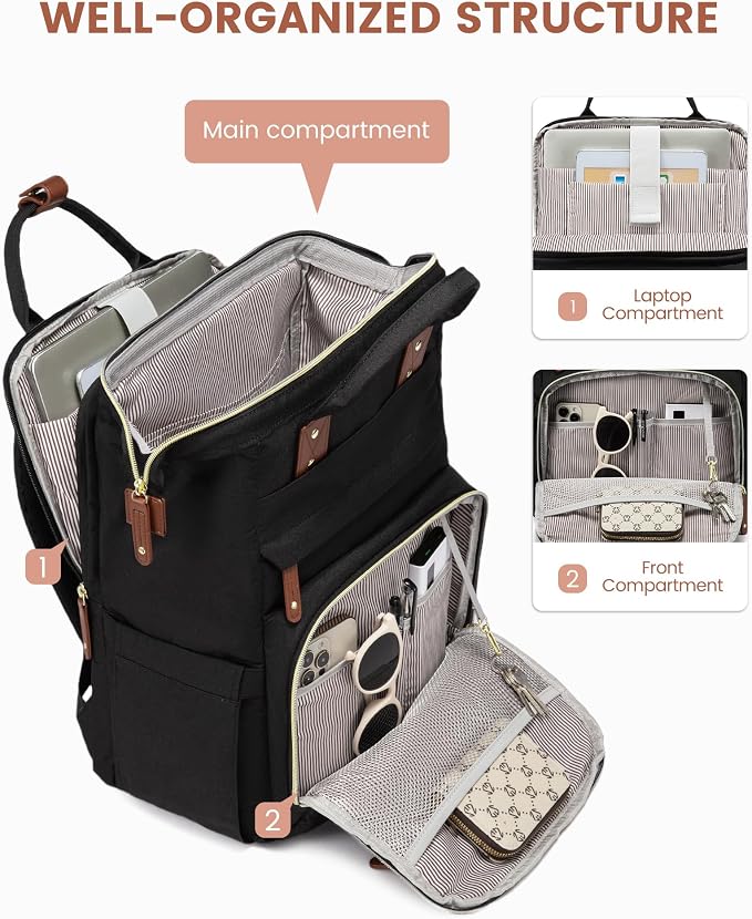 LOVEVOOK Laptop Backpack for Women, 17.3'' Waterproof Nurse Bag Teacher Work - Image 2