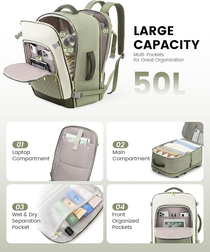 LOVEVOOK Large Travel Backpack for Women, TSA Carry on Backpack for Airplanes - Image 3