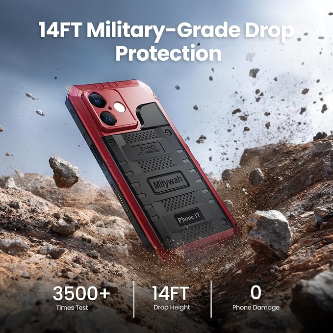 Mitywah Waterproof Case for iPhone 17, Rugged Metal Case - Image 4