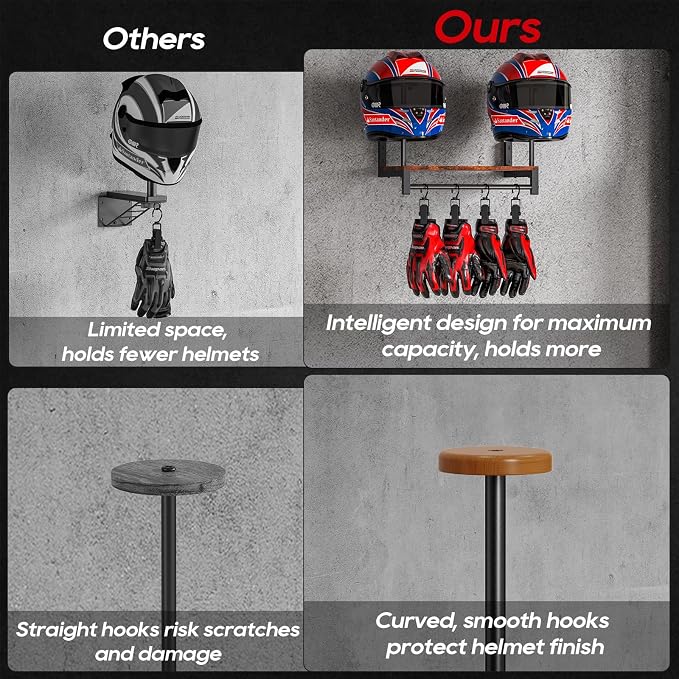 Motorcycle Helmet Holder Wall Mount, Helmet Rack - Image 3