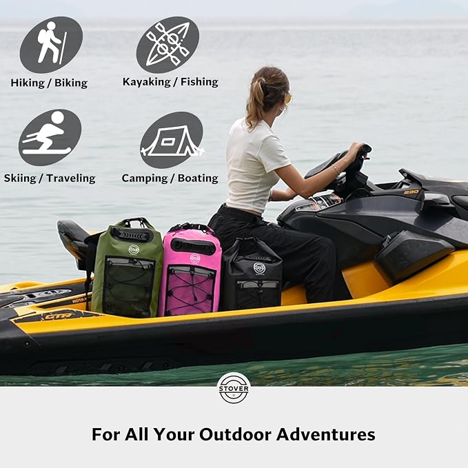 STOVER 5/10/25/30/40/55L Waterproof Dry Bag- Roll-Top Backpack w/Phone Case- - Image 6