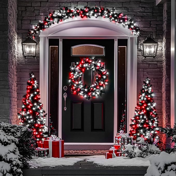 JMEXSUSS 66ft 200 LED Red and White Christmas Lights, Outdoor String Plug-in - Image 8