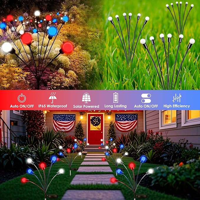 OZS 4pack Solar American Flag Lights - Image 3