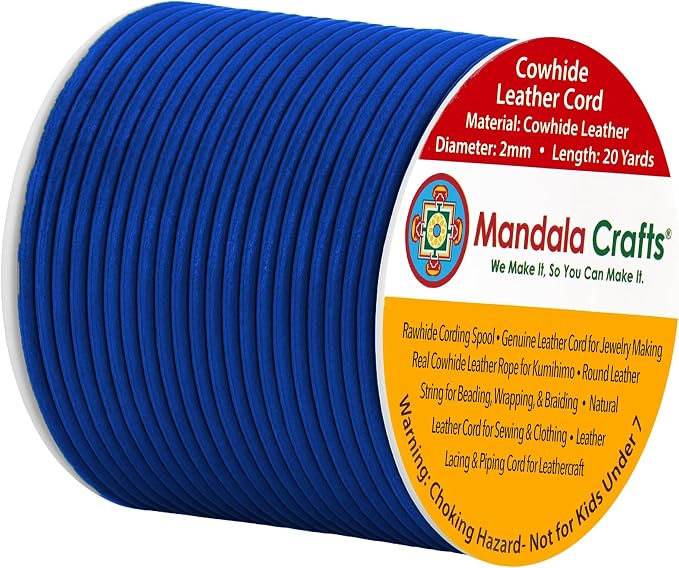 Mandala Crafts Round Genuine Blue Leather Cord by MandalaCrafts