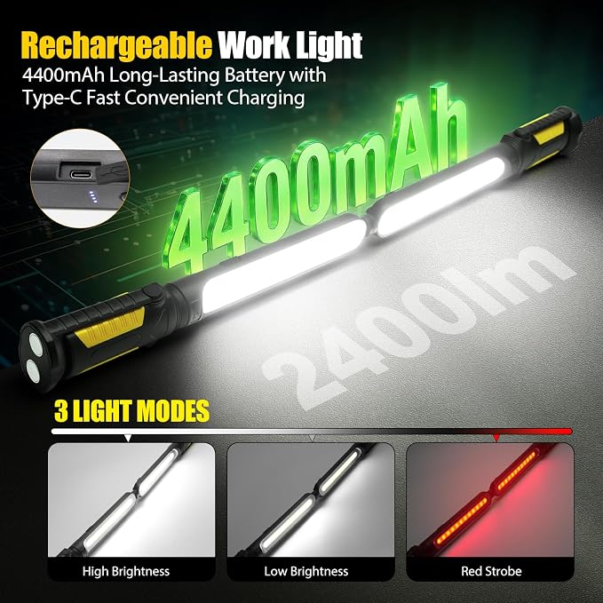 SYLSTAR Work Light for Mechanic, 2400LM LED, 4400mAh Rechargeable, Underhood - Image 4