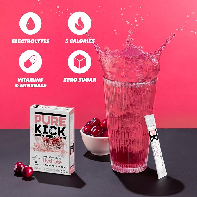 Pure Kick Hydration Singles To Go Drink Mix, Arctic Wave Cherry, Includes 12 - Image 3